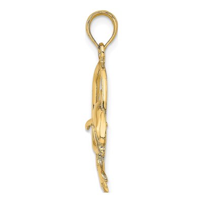 10K Yellow Gold Dolphin Jumping Through Hoop Charm – view 3
