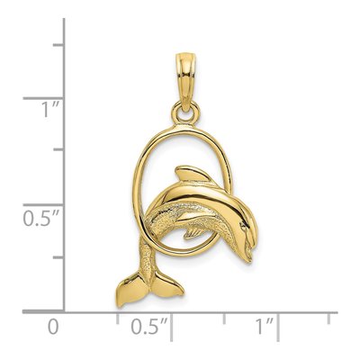 10K Yellow Gold Dolphin Jumping Through Hoop Charm – view 4
