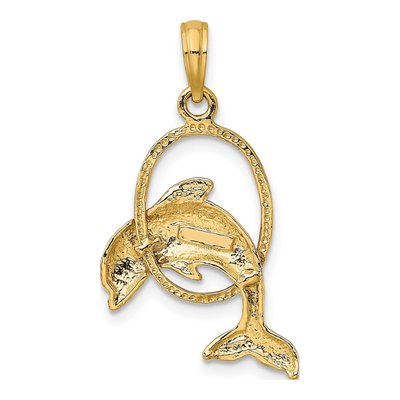 10K Yellow Gold Dolphin Jumping Through Hoop Charm – view 5