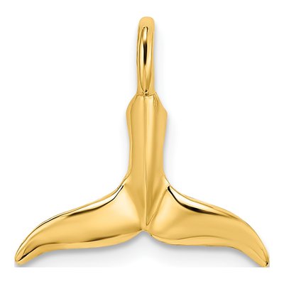 10K Yellow Gold 3D Whale Tail Pendant