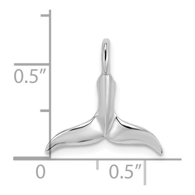 10K White Gold 3D Whale Tail Pendant – view 3