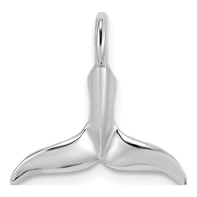 10K White Gold 3D Whale Tail Pendant