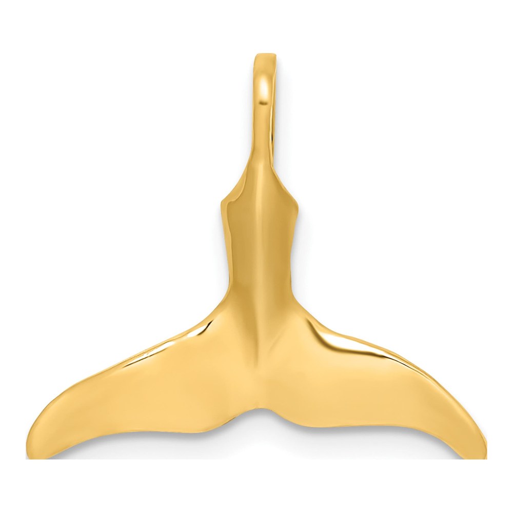 10K Yellow Gold 3D Whale Tail Pendant
