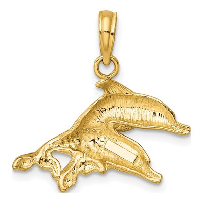 10K Yellow Gold Two Dolphins Pendant – view 5