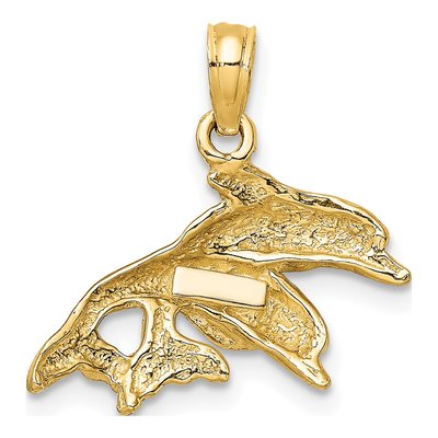 10K Yellow Gold Double Dolphins Pendant – view 5