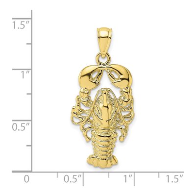 10K Yellow Gold Large 2-D Textured Maine Charm – view 4