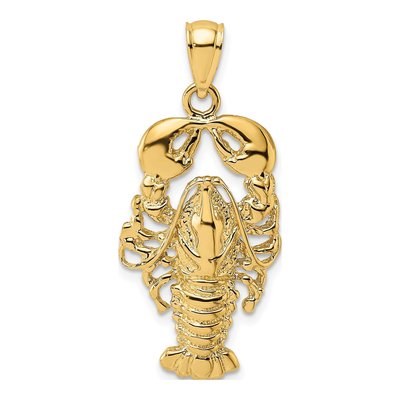 10K Yellow Gold Large 2-D Textured Maine Charm