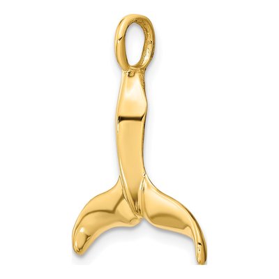 10K Yellow Gold 3D Whale Tail Pendant – view 6