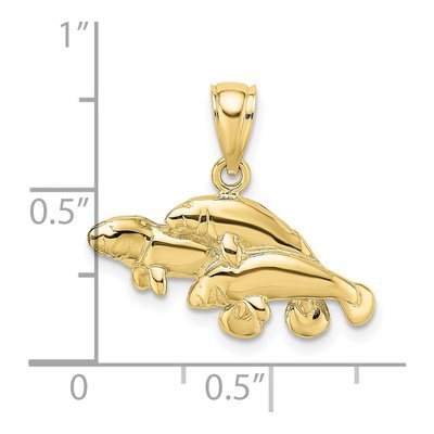 10K Yellow Gold Triple Manatee Pendant – view 4