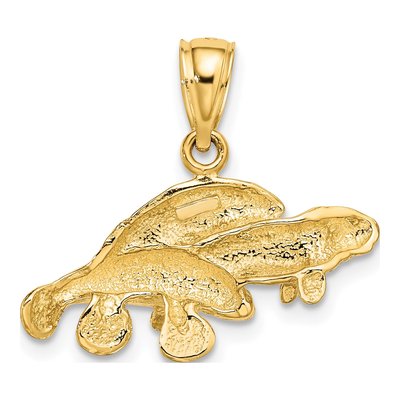 10K Yellow Gold Triple Manatee Pendant – view 5