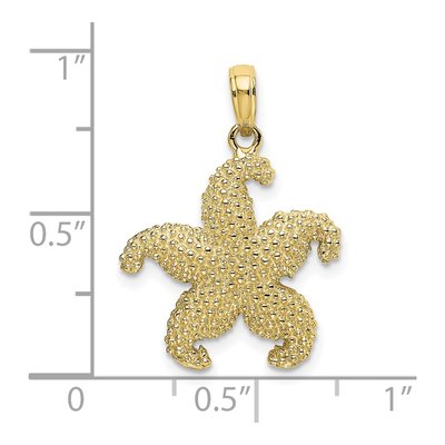 10K Yellow Gold Puffed Starfish Charm Pendant – view 4