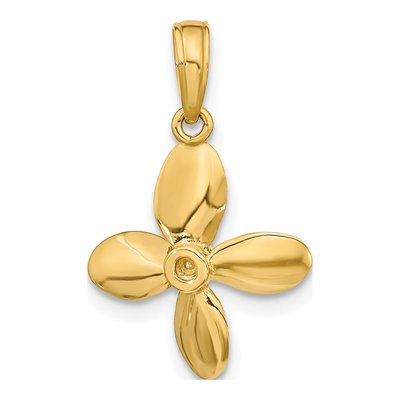 10K Yellow Gold 3D Propeller Pendant – view 5