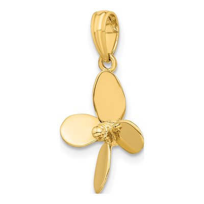 10K Yellow Gold 3D Propeller Pendant – view 6