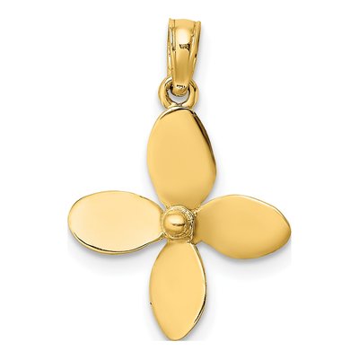 10K Yellow Gold 3D Propeller Pendant