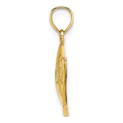 10K Yellow Gold Textured Fish Pendant – view 3
