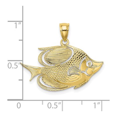 10K Yellow Gold Textured Fish Pendant – view 4