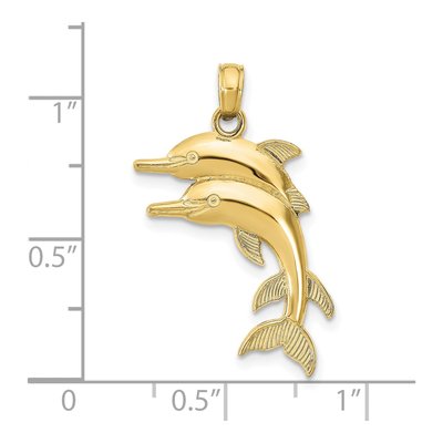 10K Yellow Gold Jumping Dolphins Pendant – view 4