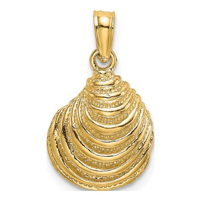 10K Yellow Gold Clam Shell Pendant