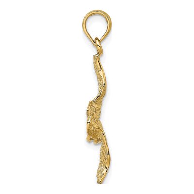 10K Yellow Gold 3D Pelican Flying Charm – view 3