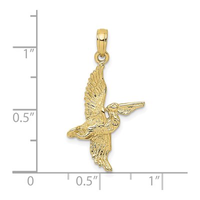 10K Yellow Gold 3D Pelican Flying Charm – view 4