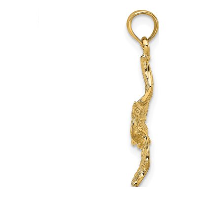 10K Yellow Gold 3D Pelican Flying Charm – view 3