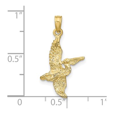 10K Yellow Gold 3D Pelican Flying Charm – view 4