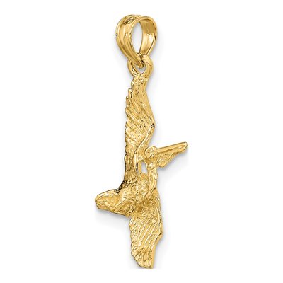 10K Yellow Gold 3D Pelican Flying Charm – view 6