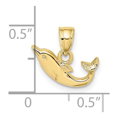 10K Yellow Gold Mini Dolphin Pendant – view 4