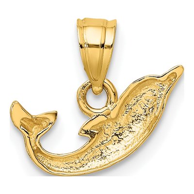 10K Yellow Gold Mini Dolphin Pendant – view 5
