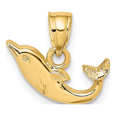 10K Yellow Gold Mini Dolphin Pendant