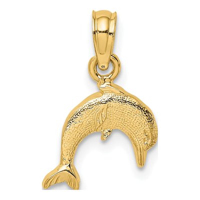 10K Yellow Gold Mini Dolphin Pendant