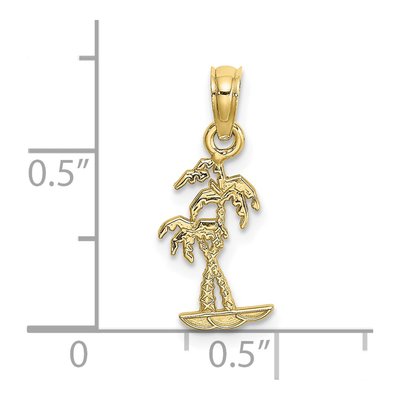 10K Yellow Gold Mini Double Palm Trees Charm – view 4