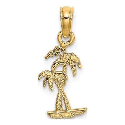 10K Yellow Gold Mini Double Palm Trees Charm
