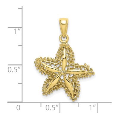10K Yellow Gold Filigree Starfish Pendant – view 4