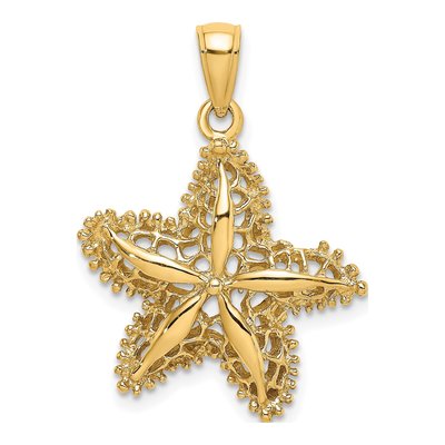10K Yellow Gold Filigree Starfish Pendant