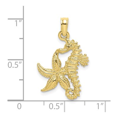 10K Yellow Gold Starfish Seahorse Charm – view 4