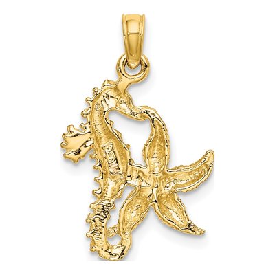 10K Yellow Gold Starfish Seahorse Charm – view 5