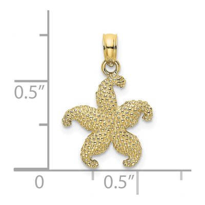 10K Yellow Gold Puffed Starfish Pendant – view 4