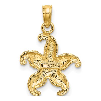10K Yellow Gold Puffed Starfish Pendant – view 5