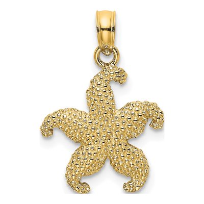 10K Yellow Gold Puffed Starfish Pendant