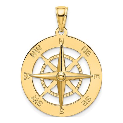 10K Yellow Gold Large Nautical Compass Charm