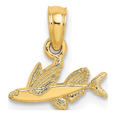 10K Yellow Gold Mini Flying Fish Charm