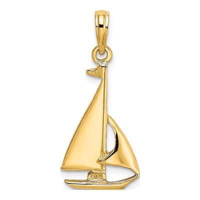 10K Yellow Gold Sailboat Pendant