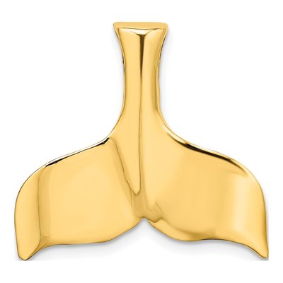 10K Yellow Gold 3D Whale Tail Omega Slide Pendant