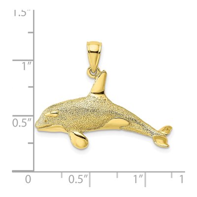 10K Yellow Gold Orca Whale Pendant – view 4