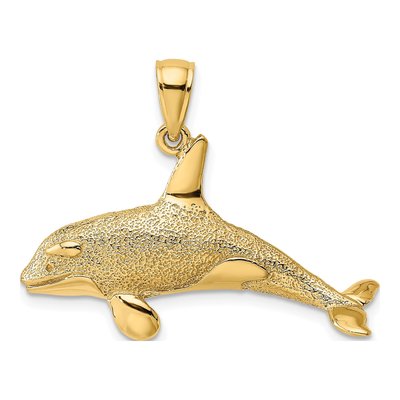 10K Yellow Gold Orca Whale Pendant