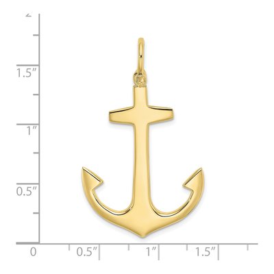 10K Yellow Gold 3-D Large Anchor Pendant – view 4