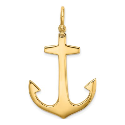 10K Yellow Gold 3-D Large Anchor Pendant – view 5
