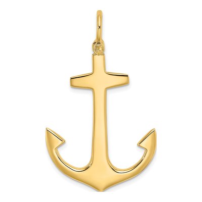 10K Yellow Gold 3-D Large Anchor Pendant