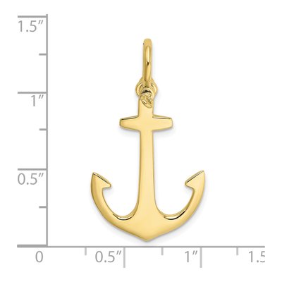 10K Yellow Gold 3D Anchor Pendant – view 3
